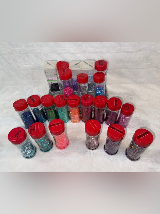 Other - 23 Containers of Glitters lot- Multi Colors.Most less than 1/2 full. ALL CHUNKY
